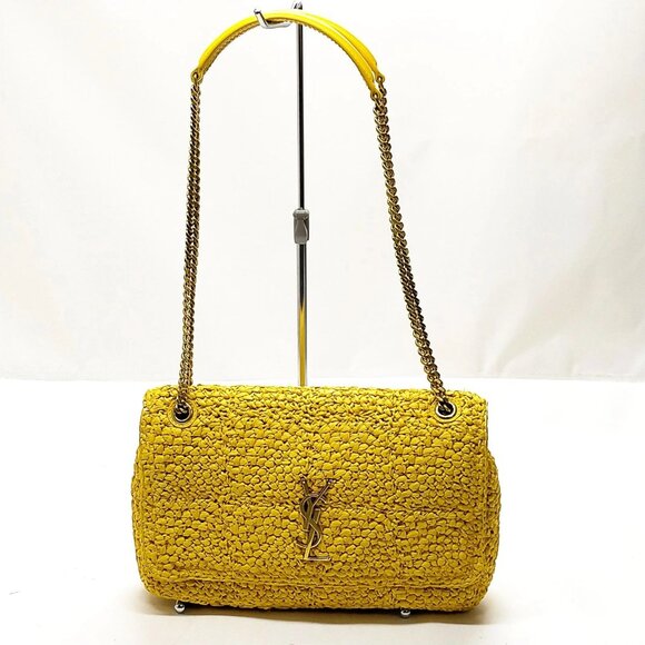 Saint Laurent Shoulder Bag Yellow Straw 995-070325 - Picture 1 of 13